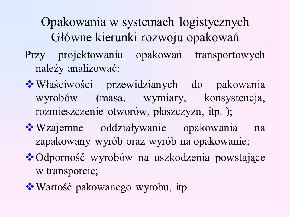 Opakowania W Systemach Logistycznych Ppt Pobierz